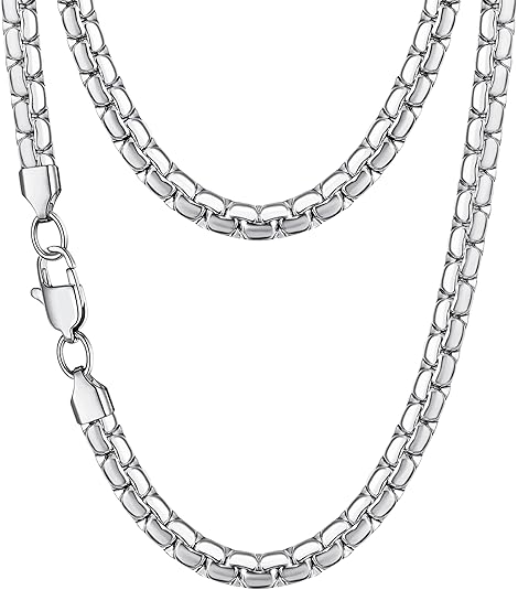 Plated Flat Link Chain Necklace for Men, Stainless Steel Chain for Men
